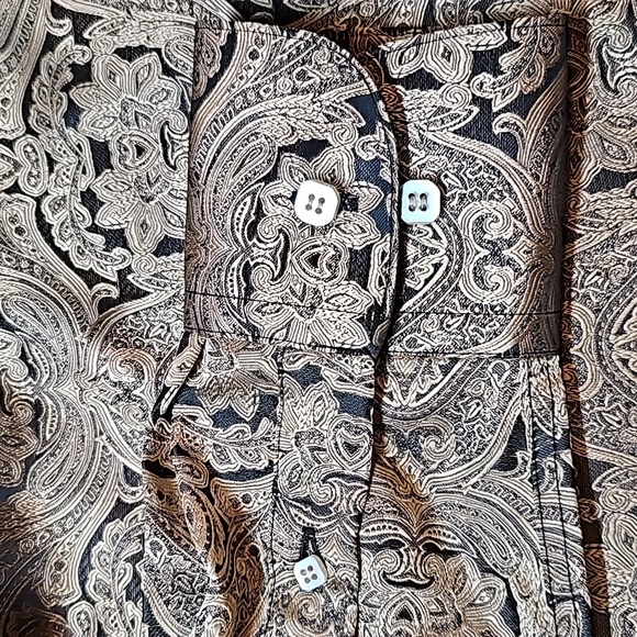 LEONARDI ITALY MEN'S GOLD BLACK LONG SLEEVE BUTTON-UP DRESS SHIRT - Picture 14 of 16